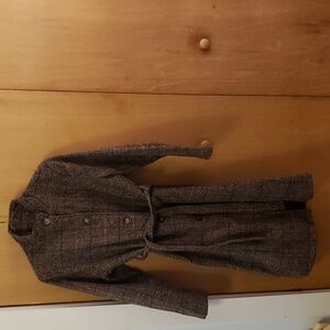 Plaid Button Up Stand Collar Belted Overcoat